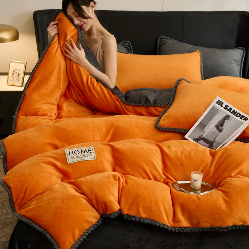 Solid Color Quilt Cover Soft Duvets Cover Warm Blanket Single/Double/Queen/King Size Comforter Cover (No Pillowcase)