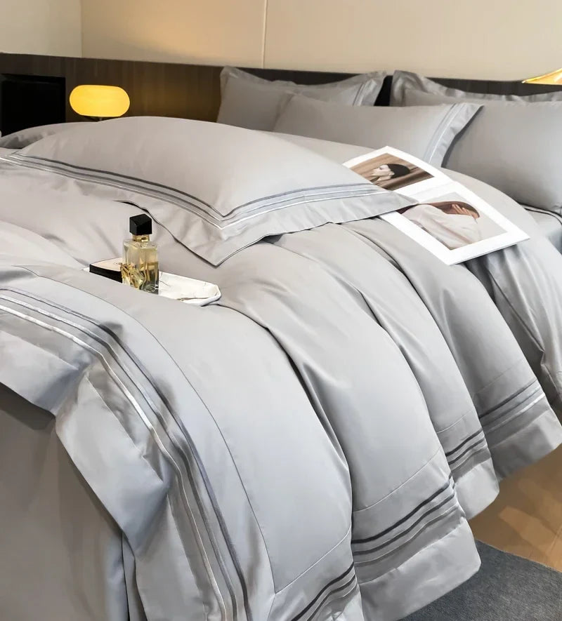 1Set 200S Luxury 100% Cotton Hotel Style Bedding Set Pure Cotton Duvet Cover Fitted sheets Style Pillowcase