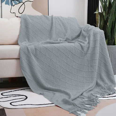Nordic Knitted Shawl Sofa Blanket with Tassels Scarf Sofa Emulation Fleece Throw Blanket TV Blankets Bed End Decor Drop Ship