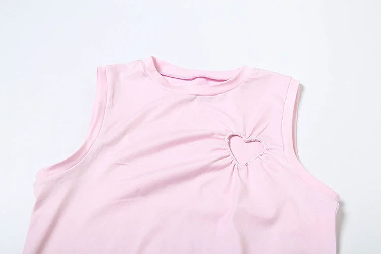 Heart Cut Outs Tank Top And Pants Set