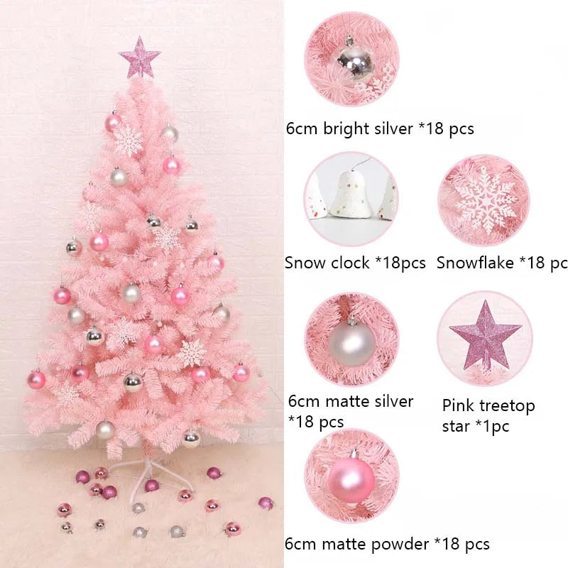 Artificial Pink Christmas Tree with Metal Stand, PVC Encryption Xmas Tree, Party Decoration, Home and Office