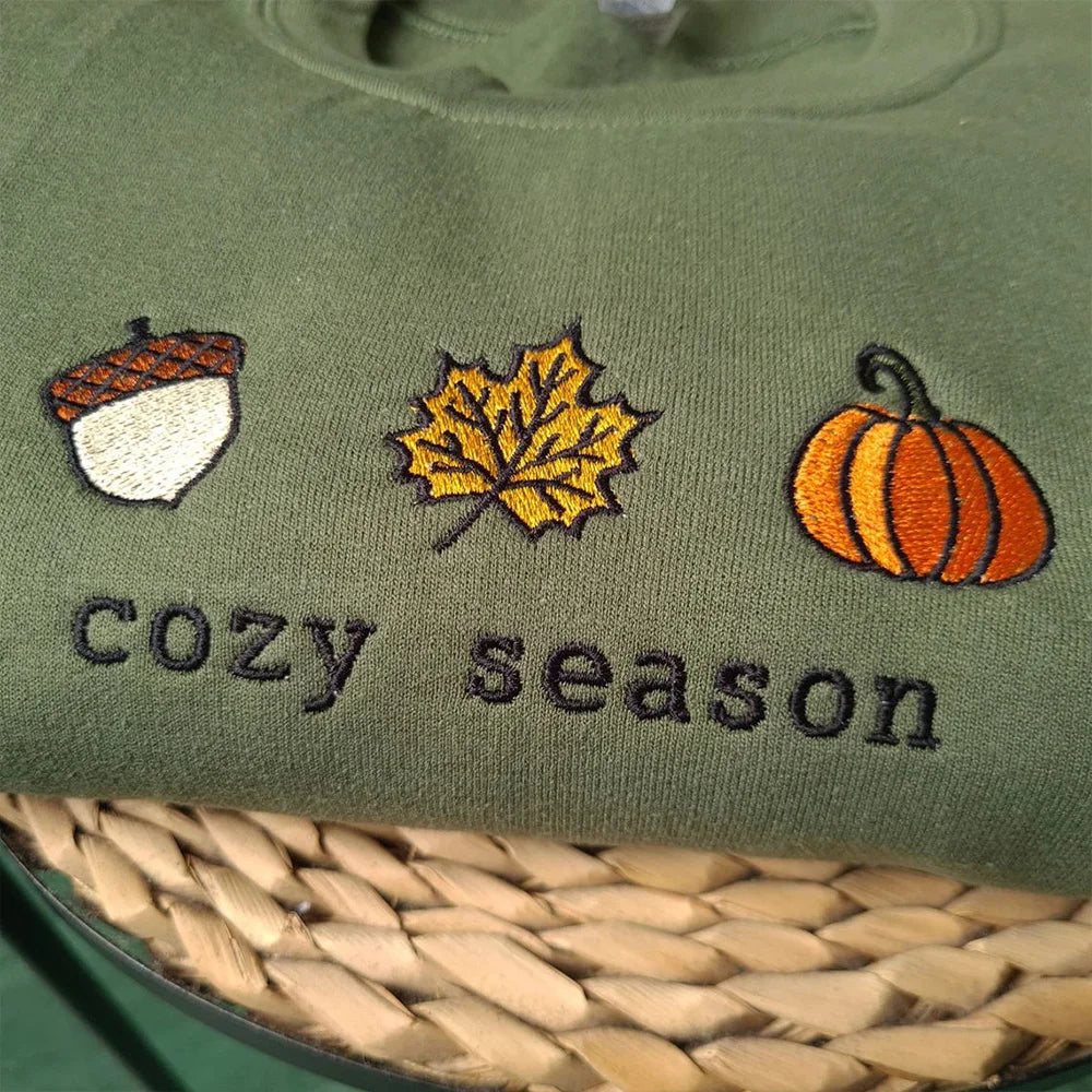 Cozy Season Fall Embroidered Sweatshirt