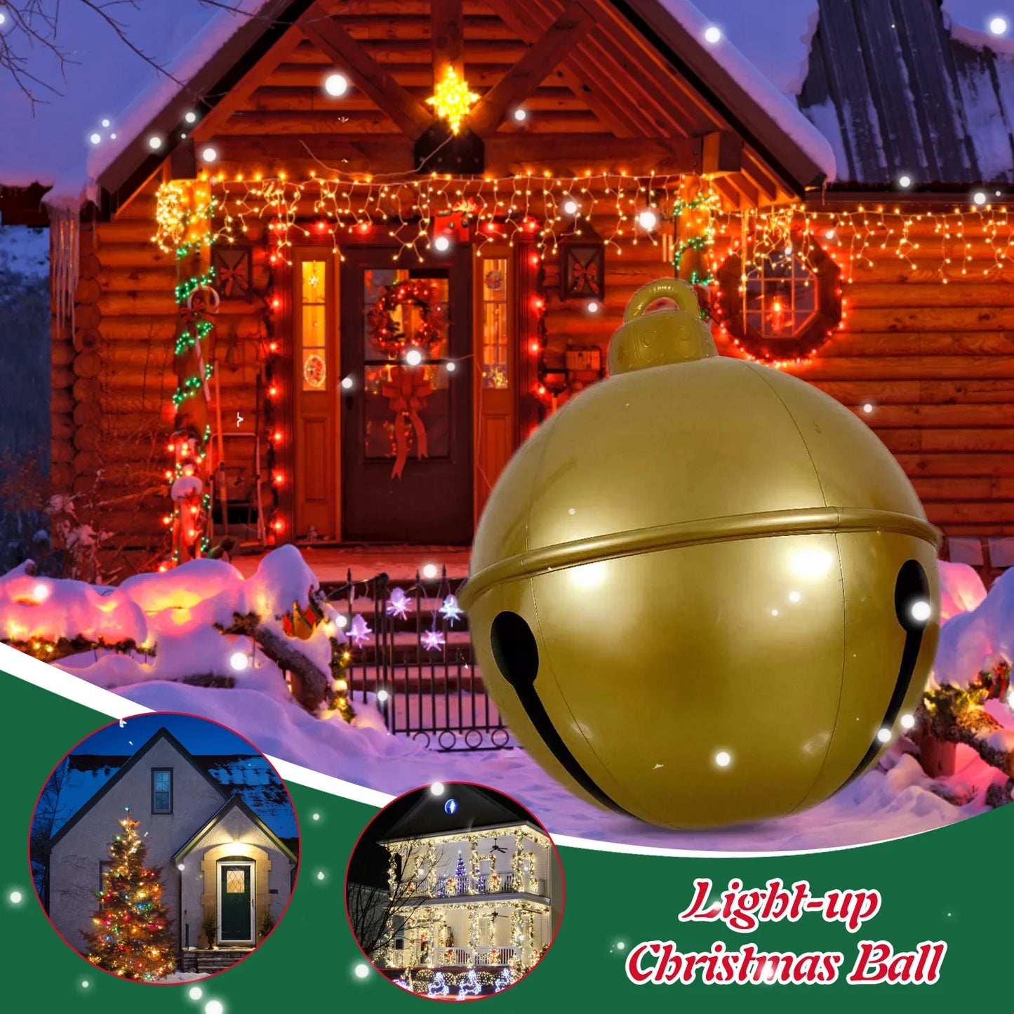 60CM Outdoor Christmas Inflatable Decorated Ball PVC Giant Big Balls Xmas Tree Decoration Inflatable Toy Ball Christmas Supplies