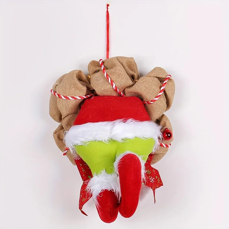 17.72inch Christmas Thief Wreath .Christmas Elf Leg Wreath . Christmas Burlap Wreath . Holiday Decoration