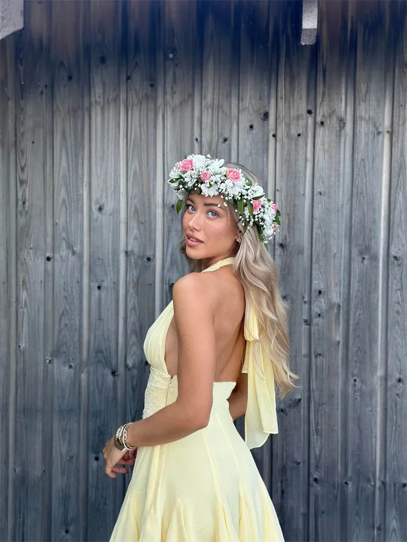 Halter Tie Up Mini Dress