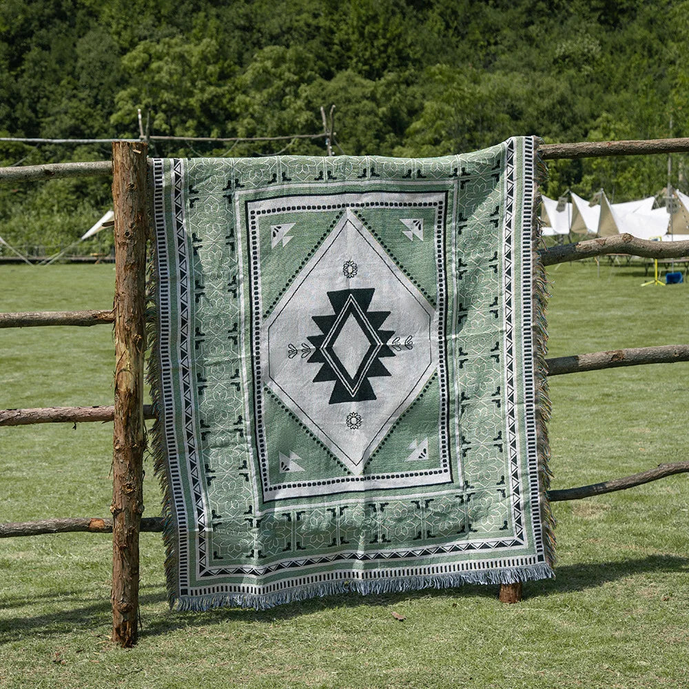 Retro Boho Cotton Linen Blanket Sofa Towel Knit Bohemian Bedspread Pad Mat Bohemian Throw Travel Bedspread Sofa Cover Blankets