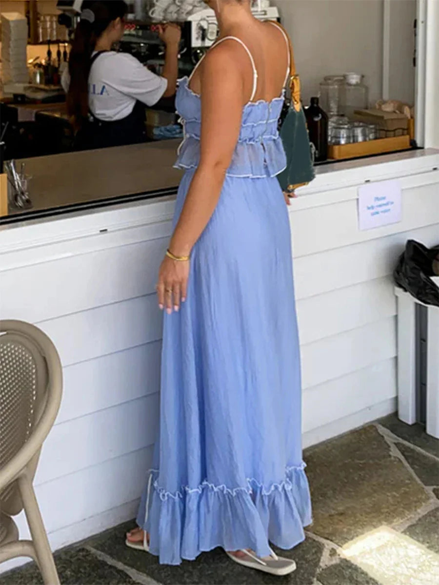 Cami Tie Up Top And Maxi Skirt Set