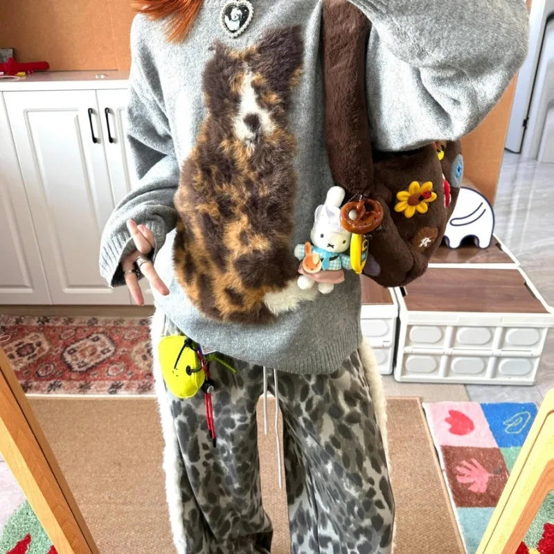 Dog Fuzzy Print Sweatshirt