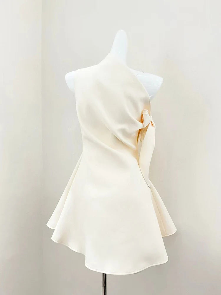 One Shoulder Tie-up Mini Dress