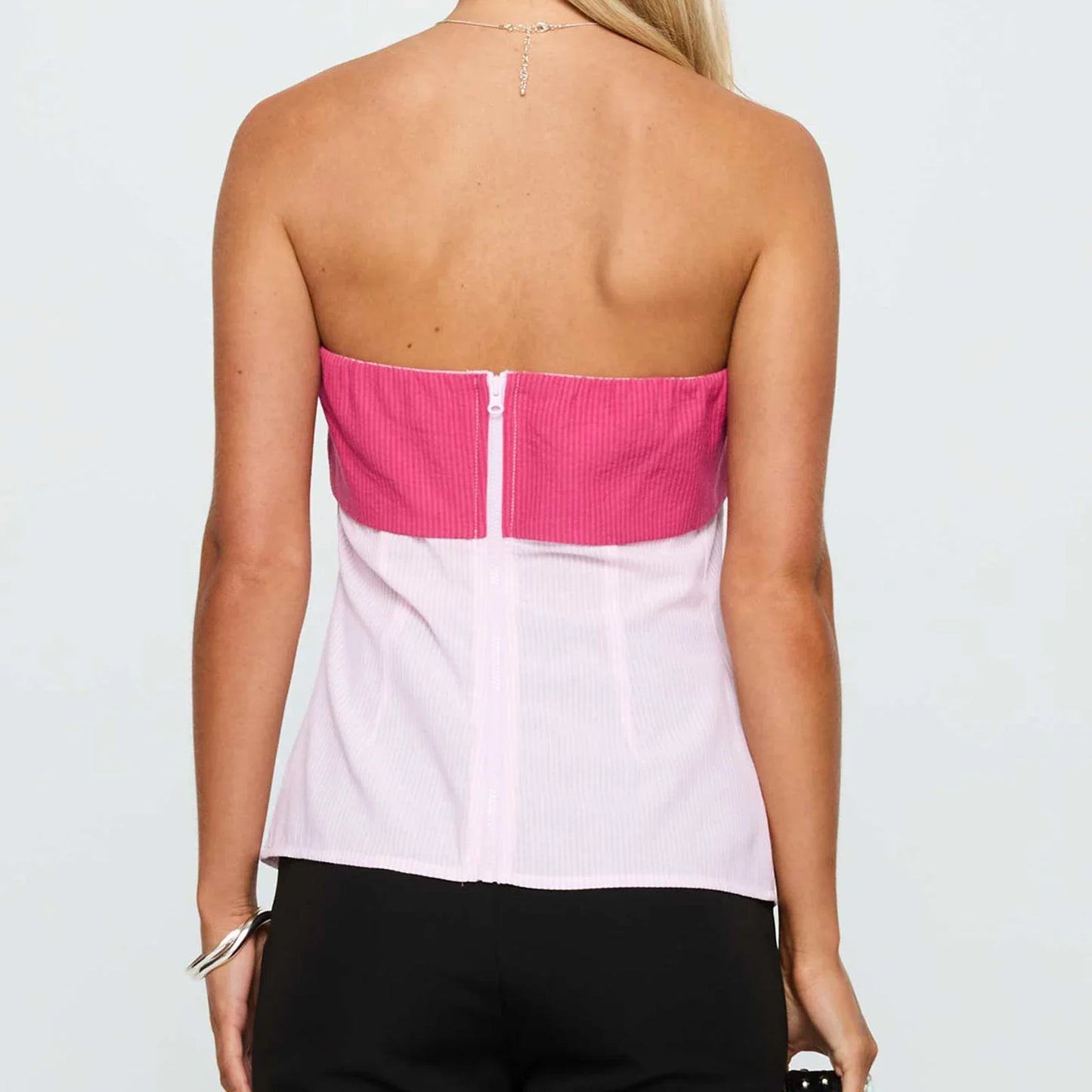 Pink Contrast Color Bandeau Top