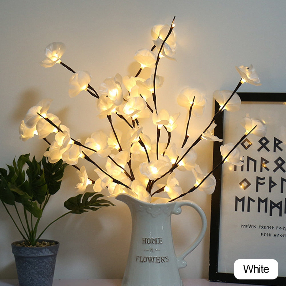 20 LED String Light Simulation Butterfly Orchid Branch Garland Light Vase Filler Flower Fairy Light Christmas Home Decoration