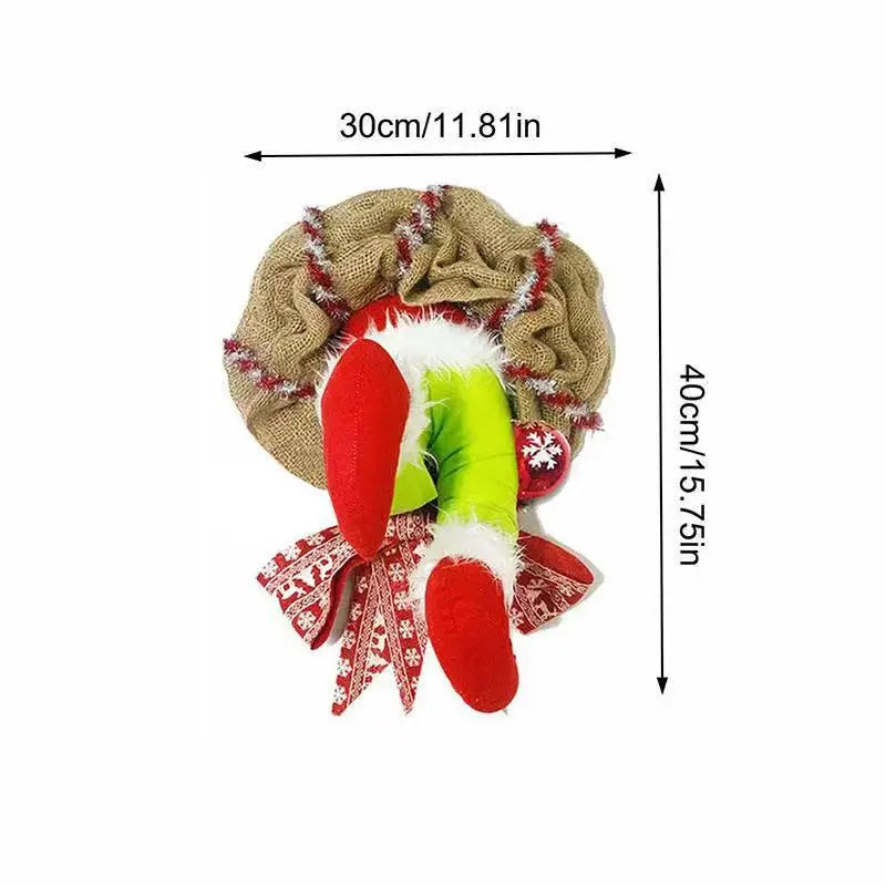17.72inch Christmas Thief Wreath .Christmas Elf Leg Wreath . Christmas Burlap Wreath . Holiday Decoration