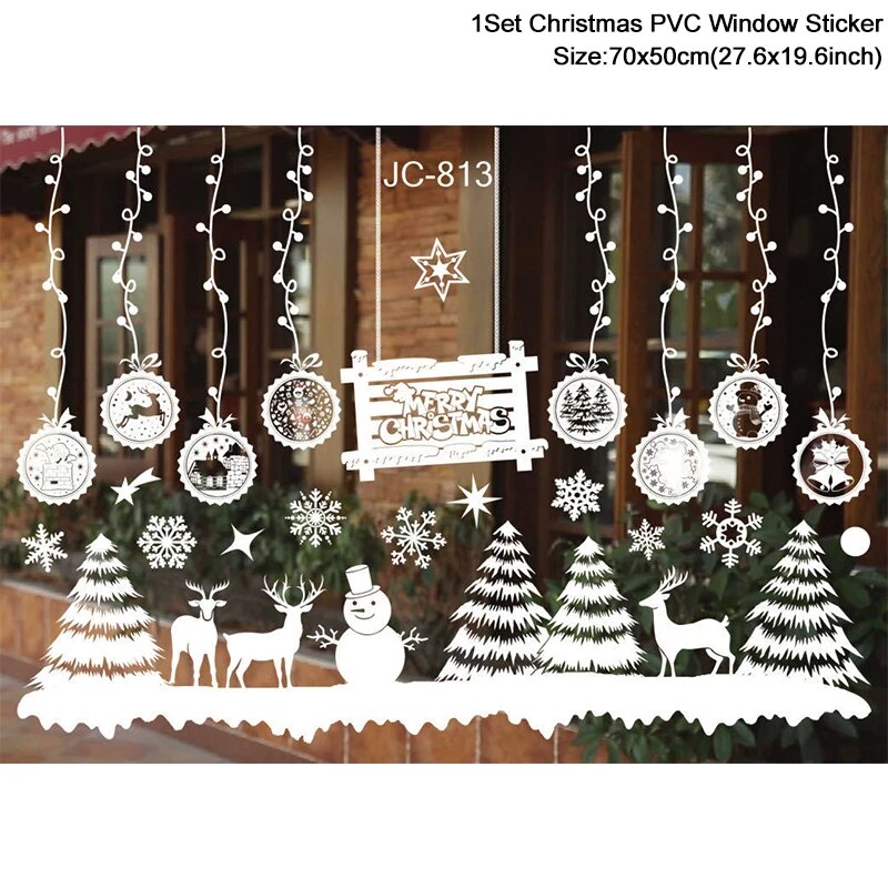 Christmas Window Stickers Santa Claus Snowflake DIY Wall Decal Christmas Decorations For Home New Year Ornaments Gift