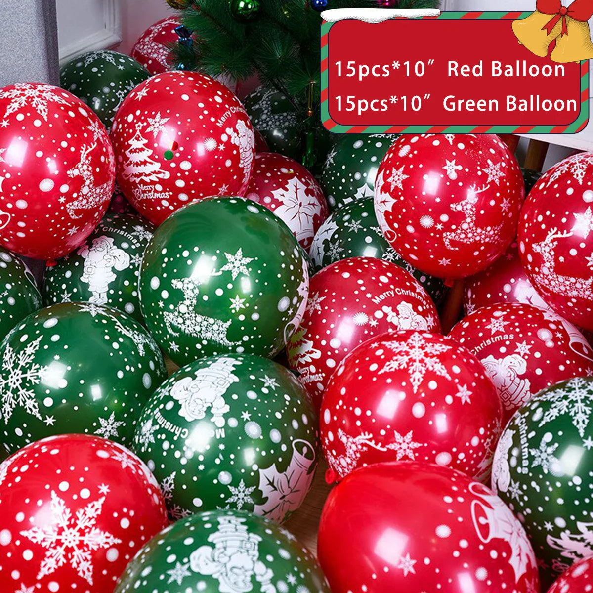 30pcs Christmas Latex Balloon 10inch Golden Green Red Confetti Balloons For Christmas New Year Party Decoration