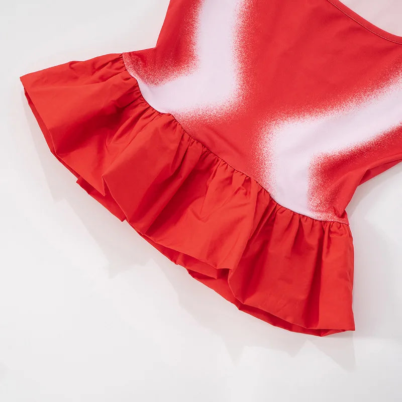 Tie Dye Ruffles Crop Top