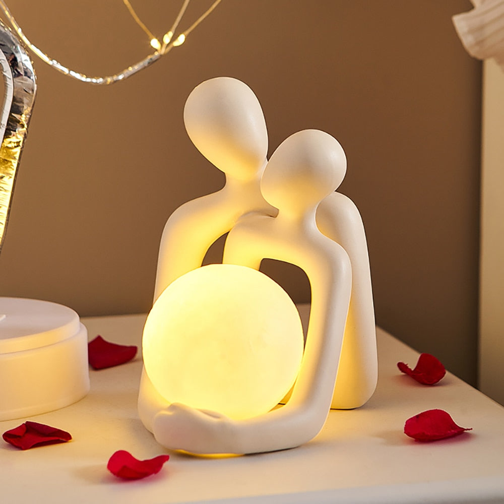 Nordic Style Creative Couple Table Lamp Bedroom Decoration Accessories Aesthetic Room Decor Christmas Decoration Home Decor Gift