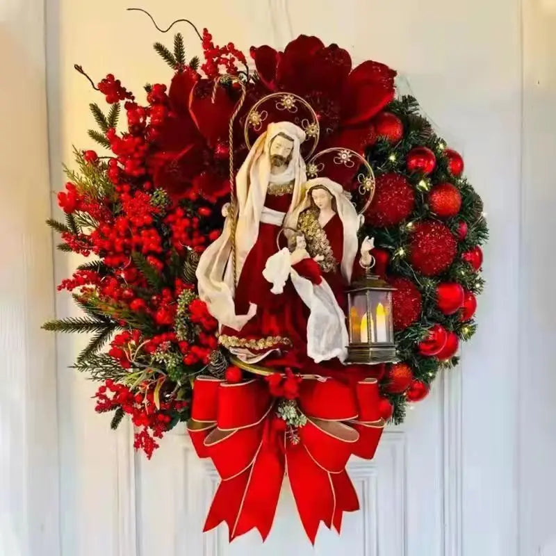Christmas Wreath for Front Door Red Gold Window Wall Door Decorations Christmas Garland Ornament Guirnalda Navidad