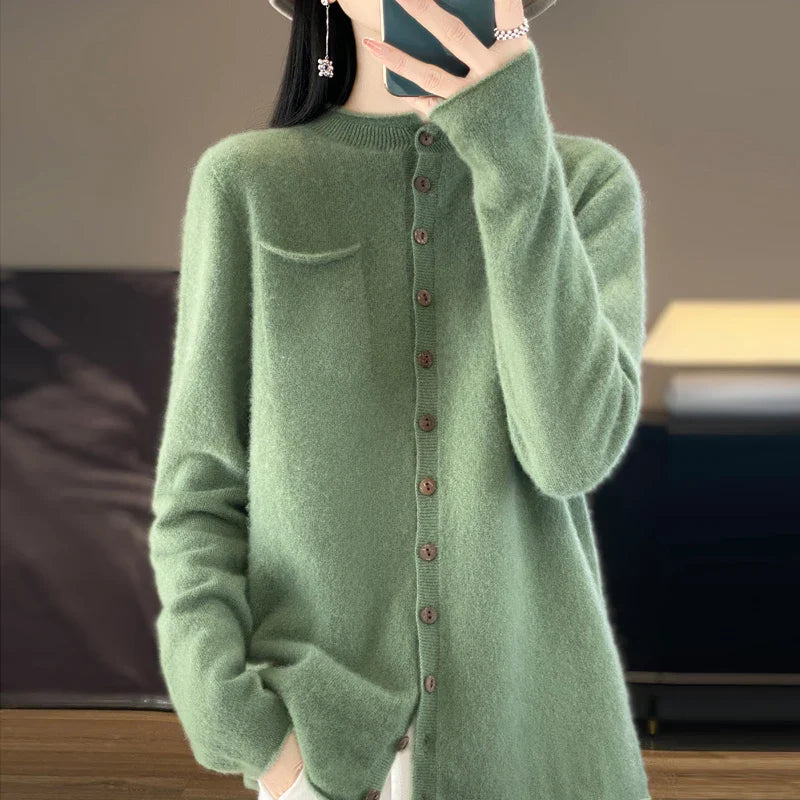 Elegant Crew Neck Cardigan