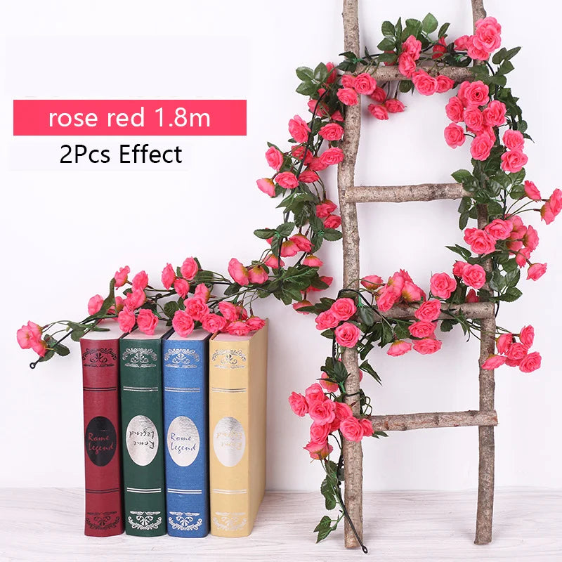 Artificial Flowers Rose Vine Hanging Silk Flower Garland for Garden Party Wedding Decor Home Christmas Decoration Fake Flower