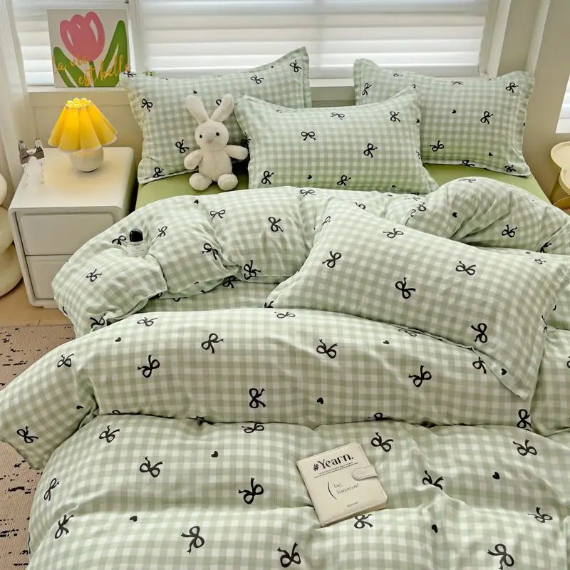 Japanese Style Bedding Set Flat Sheet Pillowcases Duvet Cover No Filler Single Full Size Spring Summer Hotel Bed Linens