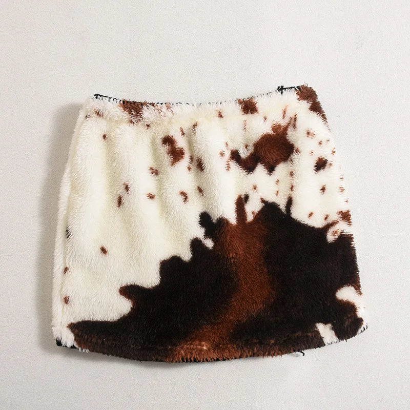 Cow Print Low Waist Short Skirts