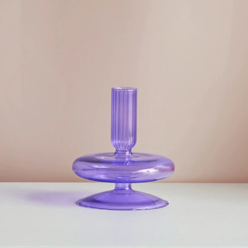 Lilac Glass Candlesticks Candle Holders Wedding Table Centerpieces Nordic Home Decoration Christmas Gift Glass Candle Holder