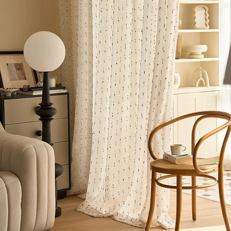 1 Panel Rural Style Living Room, Bedroom, Natural Flaxseed Bean Curtains, Semi Transparent Gauze Curtains