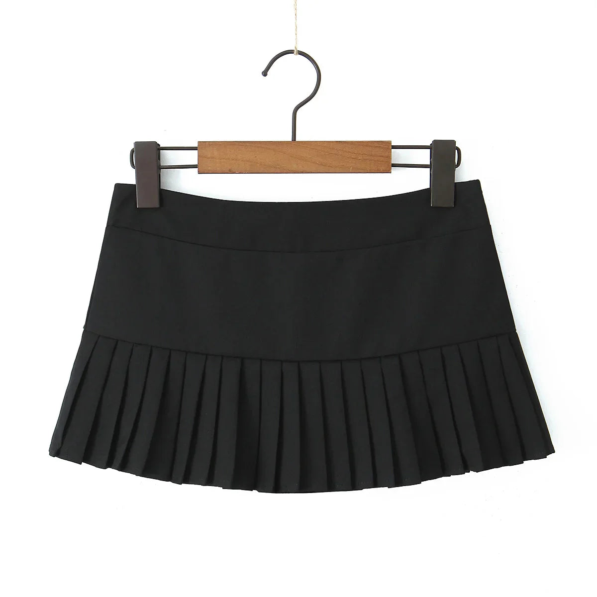 Solid Pleated Low Waist Short Skirt