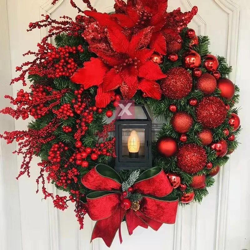 Christmas Wreath for Front Door Red Gold Window Wall Door Decorations Christmas Garland Ornament Guirnalda Navidad