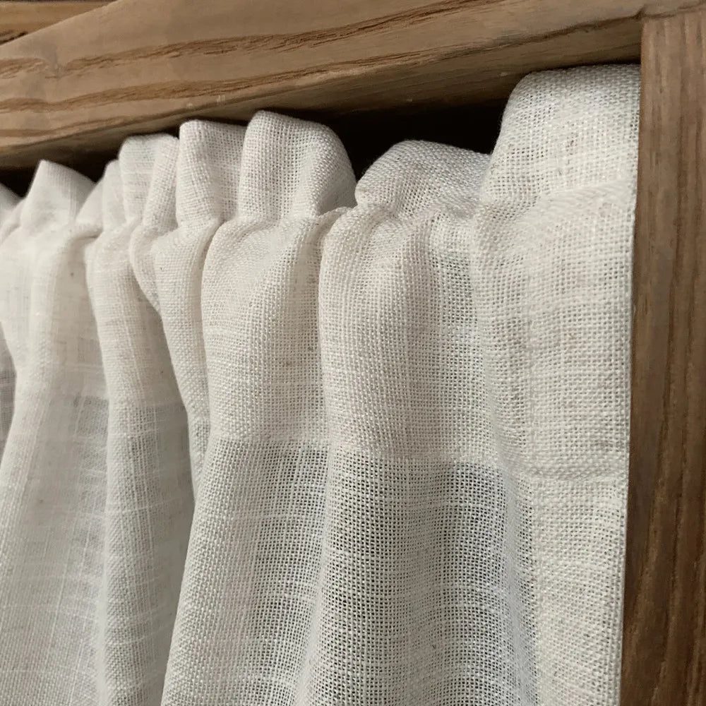 Nordic Style Short Curtains for kitchen Solid Cotton Linen Lace Hem Half Tulle Curtain Wine Cabinet Door Window Small Curtains