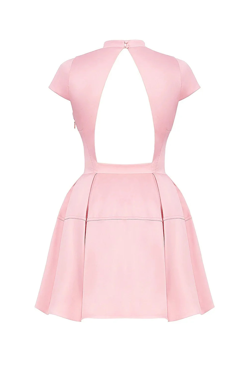 Pink Satin Mini Dress �Back Cutout & Flare Fit