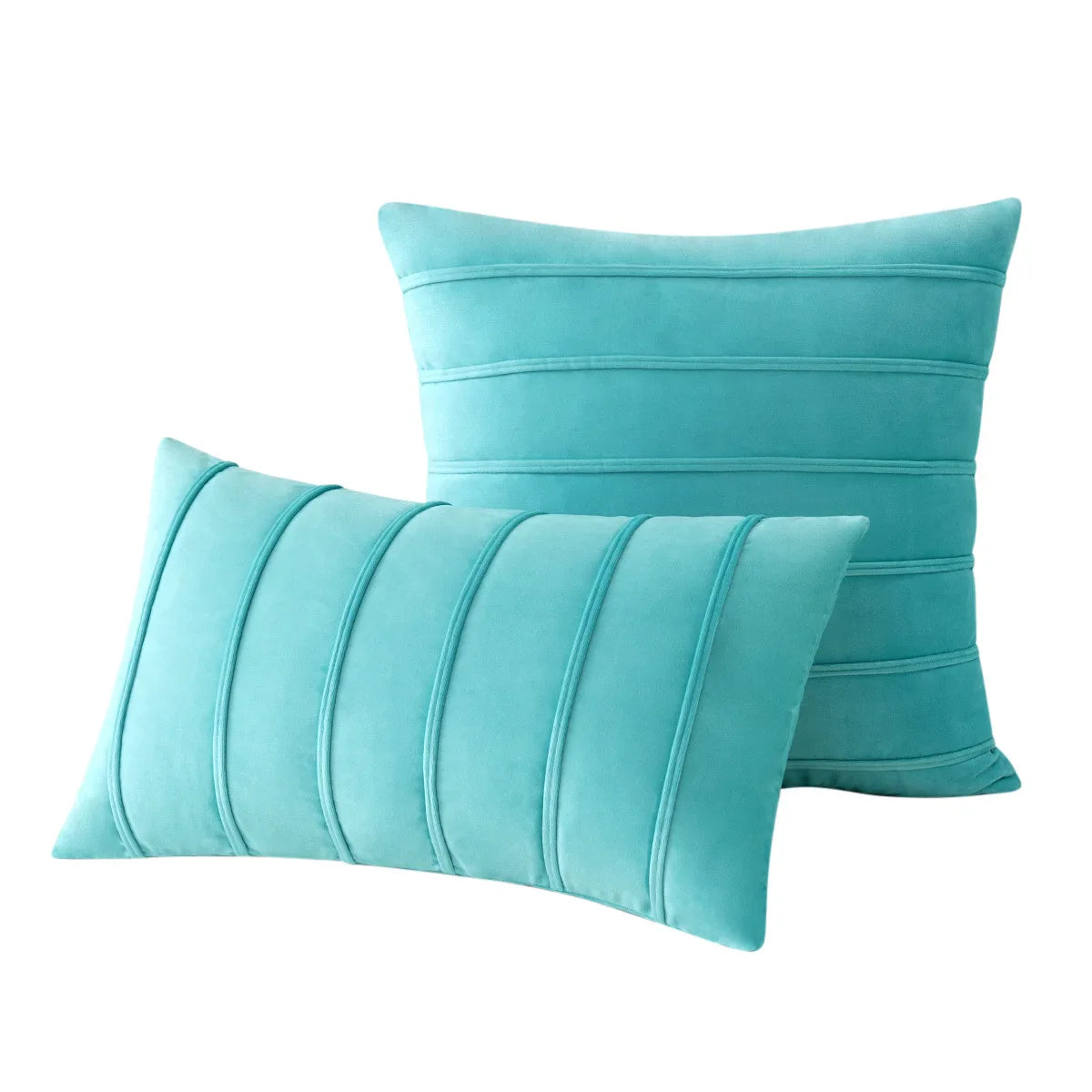 2Pcs Blue Velvet Pillow Covers with Striped Decorative Luxury Soft Cushion Cases for Farmhouse Couch Sofa Living Room
