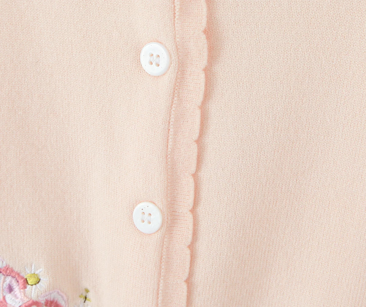 Apricot Embroidery Knit Cardigan