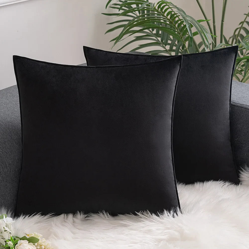 Set of 2 Velvet Throw Pillow Case Cushion Cover 30x50cm 45x45cm 50x50cm 60x60cm Home Decor Cojines Black Green Grey