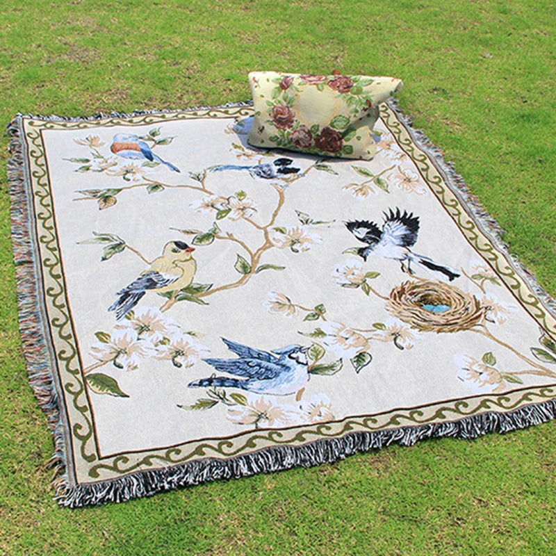 Leaves Floral Blankets for Bed Linen Cotton Throw Blankets Creative Interesting Outdoor Camping Picnic Mat Aesthetic Blanket