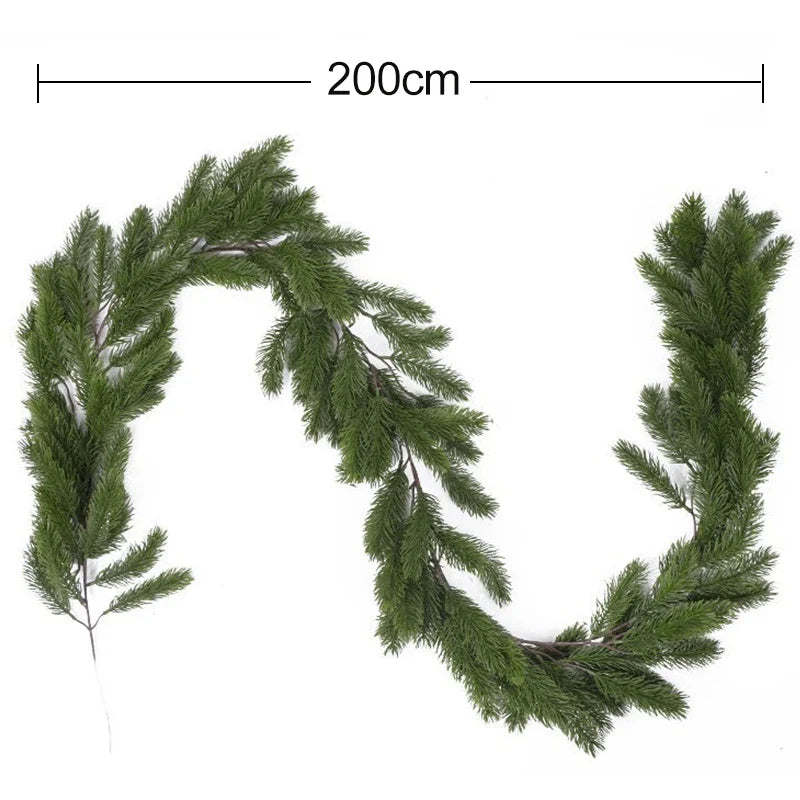 180CM Artificial Plants Christmas Garland Wreath Xmas Home Party Wedding Decoration Pine Tree Rattan Hanging Ornament For Kids