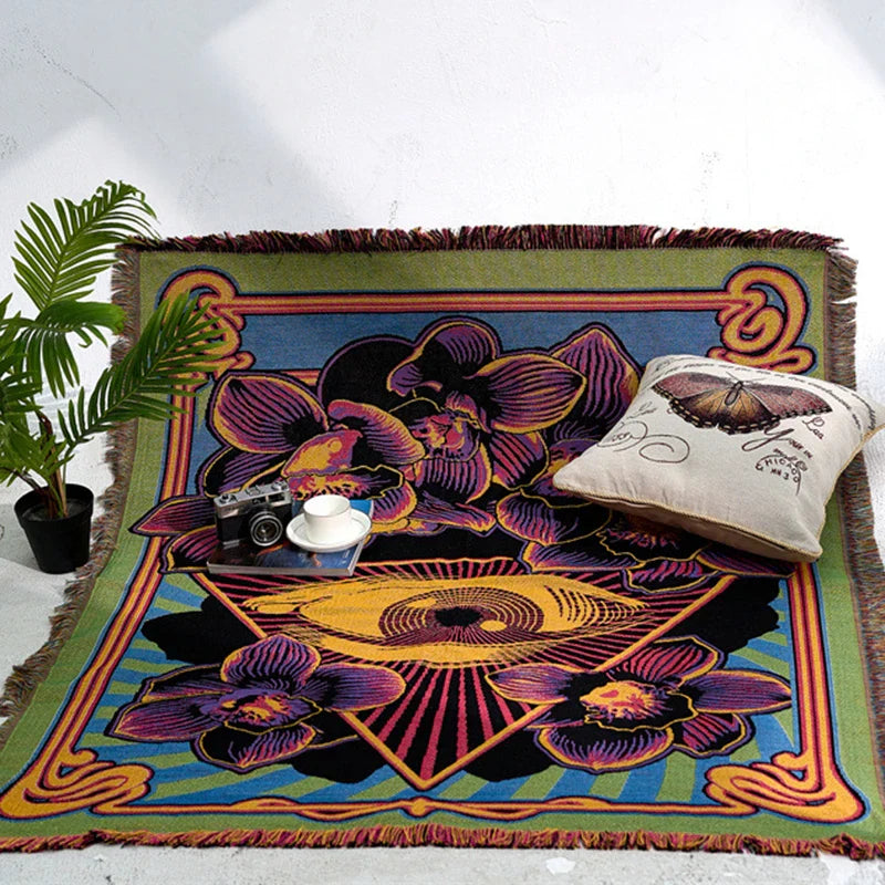 Leaves Floral Blankets for Bed Linen Cotton Throw Blankets Creative Interesting Outdoor Camping Picnic Mat Aesthetic Blanket