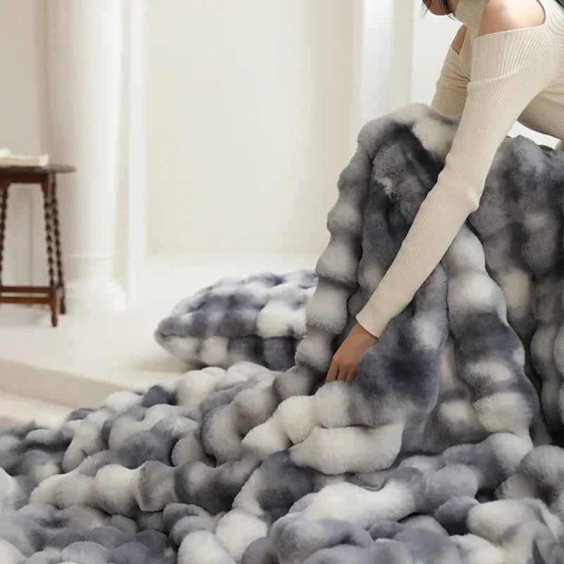 Tuscan Imitation Fur Blanket for Winter Luxury Warmth Super Comfortable Blankets for Beds High-end Warm Winter Blanket for Sofa
