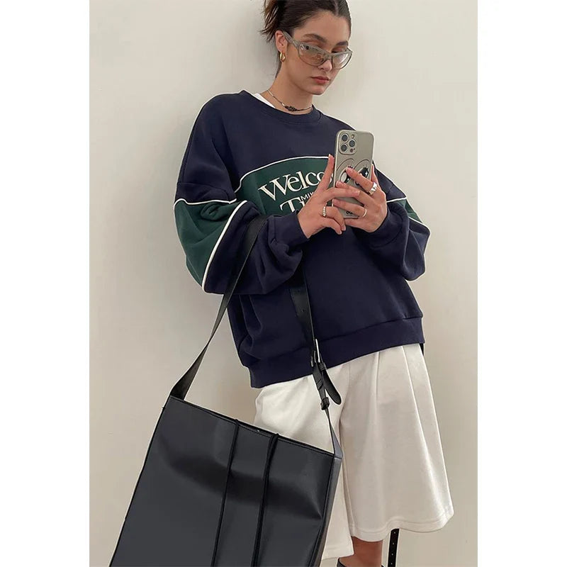 Blue Letter Print Sweatshirt