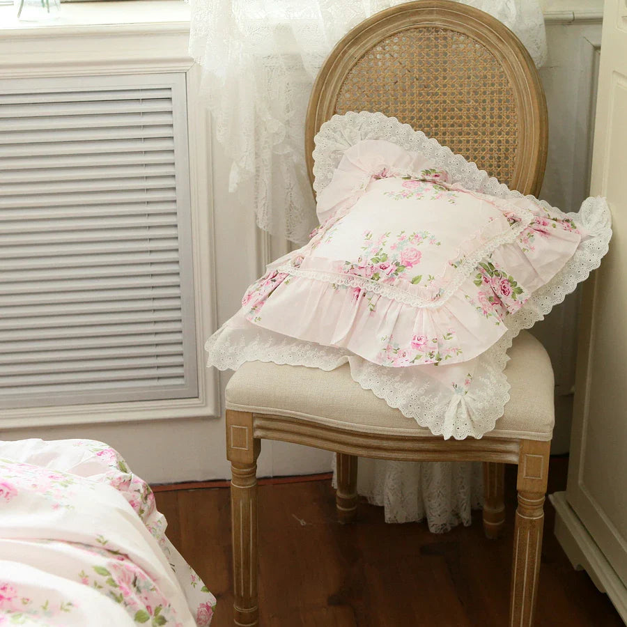 Romantic Ruffle Lace Cushion Cover ,100% Cotton Cloth Pillow Covers Decorative , Bed Throw Pillow Case , Sofa Cushion No Core