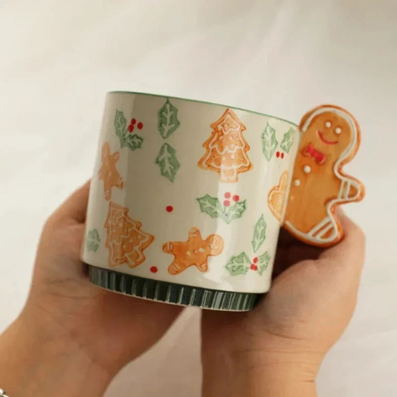 Christmas Hand-painted Gingerbread Man Ceramic Mug Coffee Mug Mugs Coffee Cups