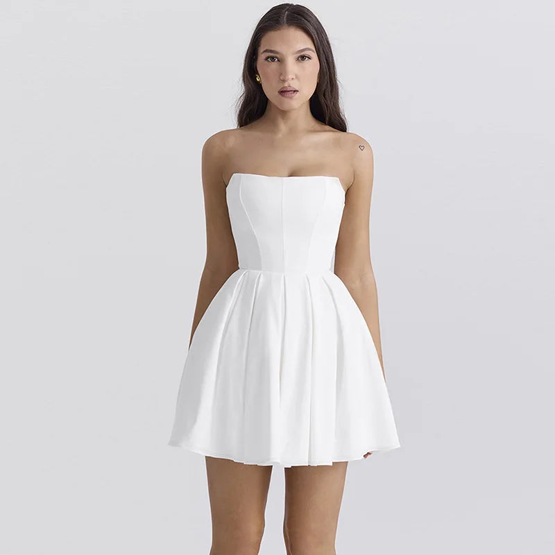 Strapless Corset Flare Mini Dress