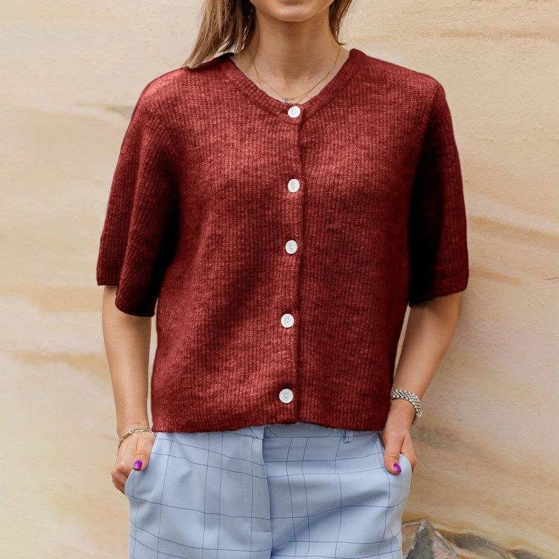 Button Up Short Sleeve Cardigan