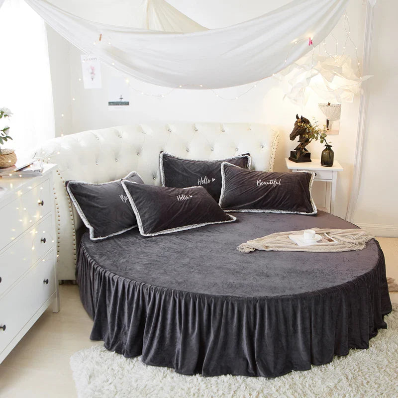 Coral velvet round bed simple color velvet round sheet diameter 200cm-220cm flannel sheet without pillowcase winter
