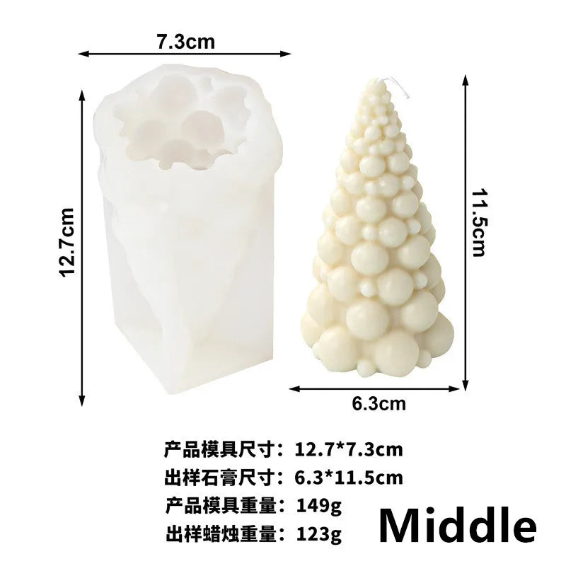 10-25cm 3D DIY Christmas Tree Candle Silicone Mold Christmas Gift Christmas Tree Resin Gypsum Silicone Mold Christmas Decoration