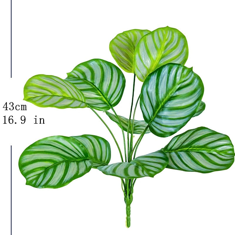 35CM 3 Fork Artificial Desktop Fake Plants Green Plastic Palm Tree Bunch Flower Material Office Living Room Christmas Home Decor