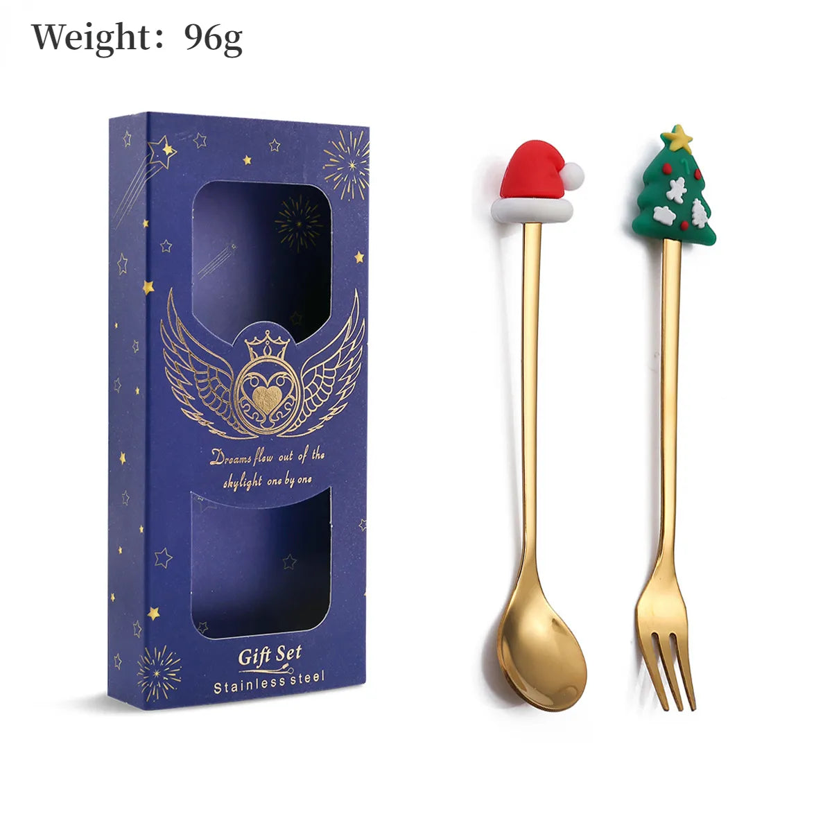 6/4/2PCS Christmas Gift Glod Spoon Fork Set Elk Christmas Tree Decoration Dessert Scoop Fruit Fork Coffee Spoon Cutlery Set