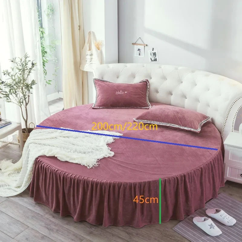 Coral velvet round bed simple color velvet round sheet diameter 200cm-220cm flannel sheet without pillowcase winter