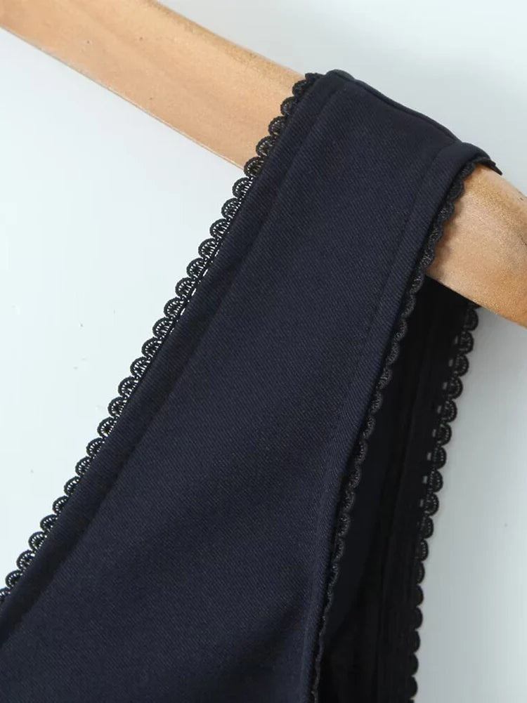 Navy Blue V-neck Mini Dress