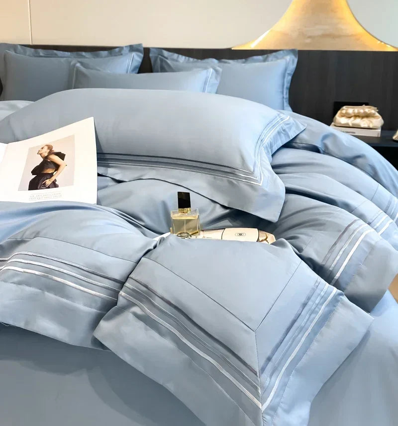 1Set 200S Luxury 100% Cotton Hotel Style Bedding Set Pure Cotton Duvet Cover Fitted sheets Style Pillowcase